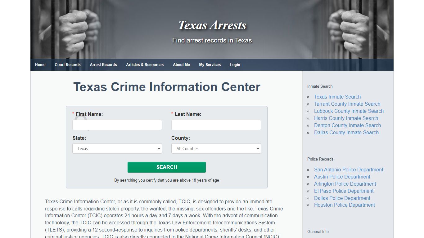 Texas Crime Information Center - Texas Arrests